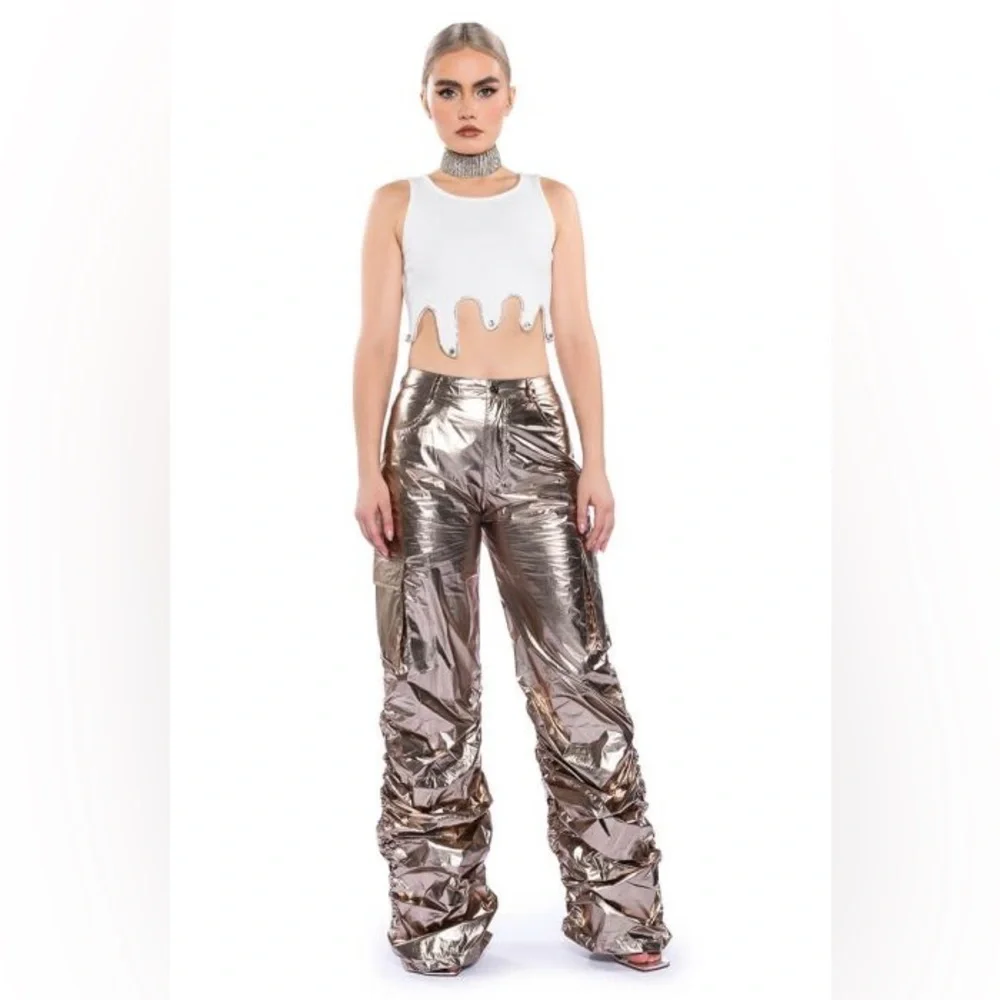 Glimpse of Magic Relaxed Metallic Pant - Silver - Picture 1 of 6